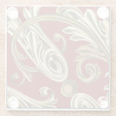 Elegant botanische motif met tangebloed glazen onderzetter (Achterkant)