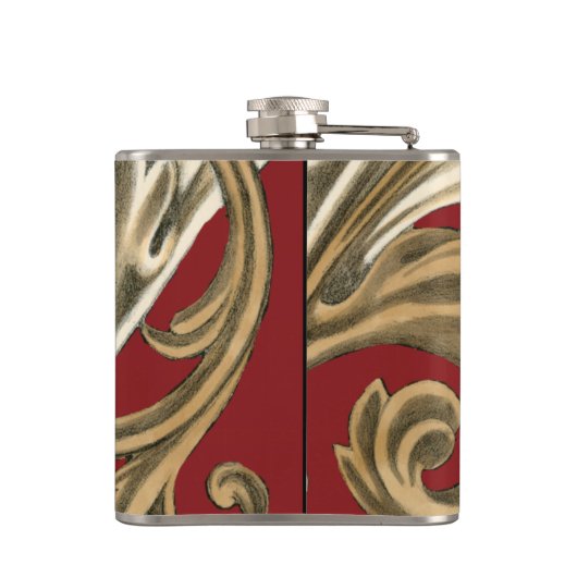 Elegant botanische motif met tangebloed heupfles (Achterkant)