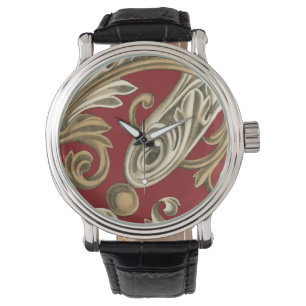 Elegant botanische motif met tangebloed horloge