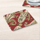 Elegant botanische motif met tangebloed kartonnen onderzetters (Schuin)