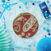 Elegant botanische motif met tangebloed papieren bordje (Feest)