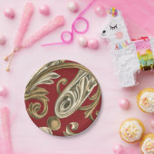 Elegant botanische motif met tangebloed papieren bordje (Feest)