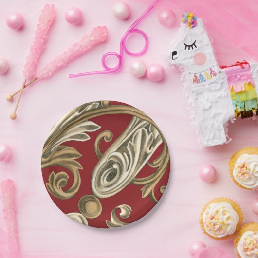 Elegant botanische motif met tangebloed papieren bordje (Feest)