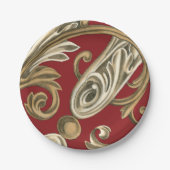 Elegant botanische motif met tangebloed papieren bordje (Voorkant)