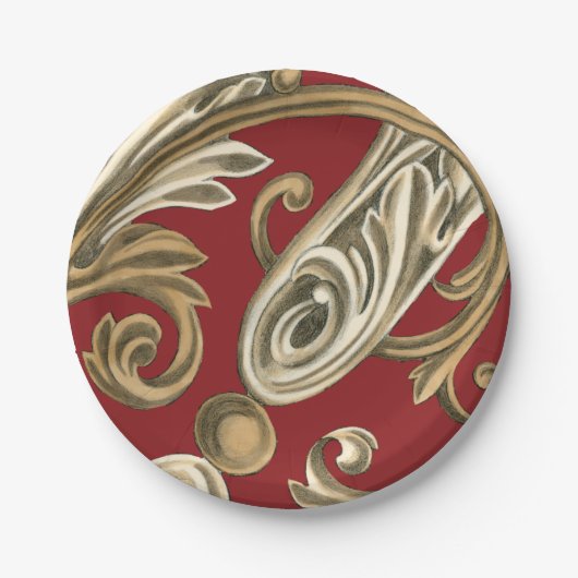 Elegant botanische motif met tangebloed papieren bordje (Voorkant)