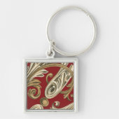 Elegant botanische motif met tangebloed sleutelhanger (Voorkant)