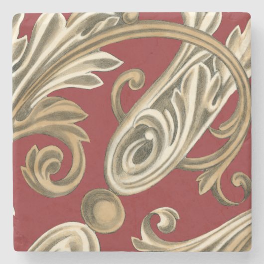 Elegant botanische motif met tangebloed stenen onderzetter (Voorkant)