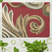 Elegant botanische motif met tangebloed theedoek (Gevouwen)