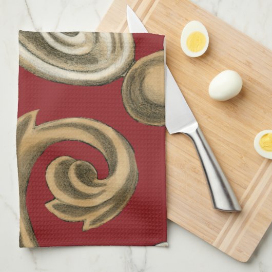 Elegant botanische motif met tangebloed theedoek (Quarter Fold)