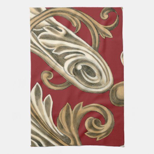 Elegant botanische motif met tangebloed theedoek (Verticaal)