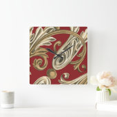 Elegant botanische motif met tangebloed vierkante klok (Huis)