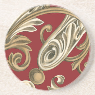 Elegant botanische motif met tangebloed zandsteen onderzetter