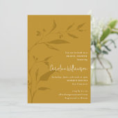 Elegant Botanische Mustard Boho Chic Vrijgezellenf Kaart (Staand voorkant)