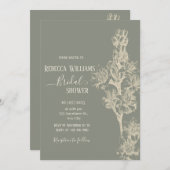 Elegant Botanische Prints Sage Green Floral Kaart (Voorkant / Achterkant)