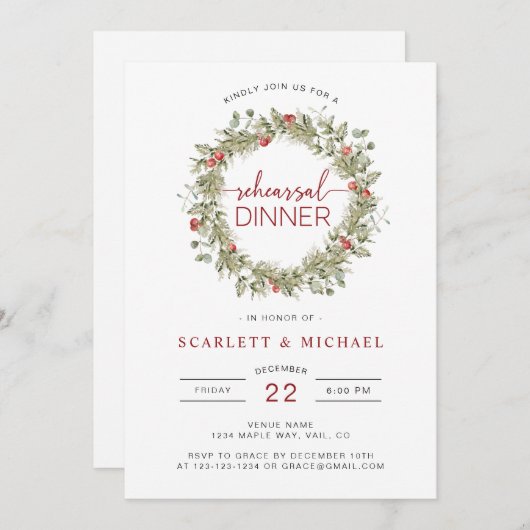 Elegant Botanische repetitie Inwendige uitnodiging (Voorkant / Achterkant)