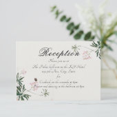 Elegant botanische roze bloesem met vlinder informatiekaartje (Staand voorkant)