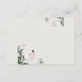 Elegant botanische roze bloesem met vlinder informatiekaartje (Achterkant)