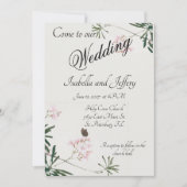 Elegant botanische roze bloesem met vlinder kaart (Voorkant)