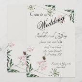 Elegant botanische roze bloesem met vlinder kaart (Voorkant / Achterkant)