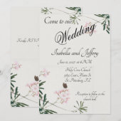 Elegant botanische roze bloesem met vlinder kaart (Voorkant / Achterkant)