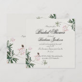 Elegant botanische roze bloesem met vlinder kaart (Voorkant / Achterkant)