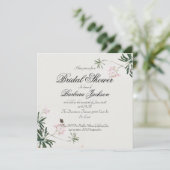 Elegant botanische roze bloesem met vlinder kaart (Staand voorkant)