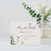 Elegant botanische roze bloesem Sla de datumkaart  RSVP Kaartje (Staand voorkant)