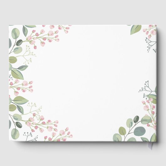 Elegant Botanische Roze Blossom Foto Funeral Gastenboek (Achterkant)