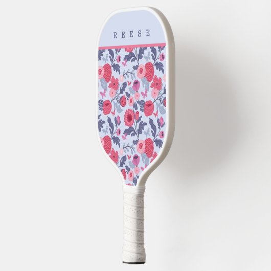 Elegant botanische roze en Paarse Floral Pickleball Paddle (Links)