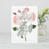 Elegant botanische roze Floral Typografie Weddensc Kaart (Staand voorkant)