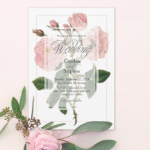 Elegant botanische roze Floral Typografie Weddensc