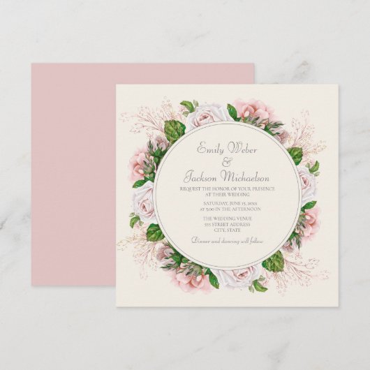 Elegant botanische roze Rozen Kaart (Voorkant / Achterkant)