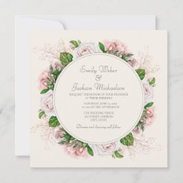 Elegant botanische roze Rozen Kaart