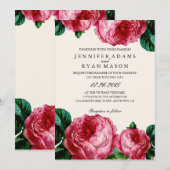 Elegant botanische roze Waterverf bruiloft Kaart (Voorkant / Achterkant)