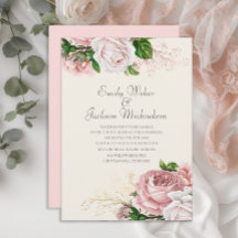 Elegant Botanische Rozen Roze Floral Cream Wedding