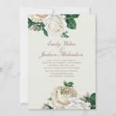 Elegant Botanische Rozen White Floral Cream Weddin Kaart (Voorkant)