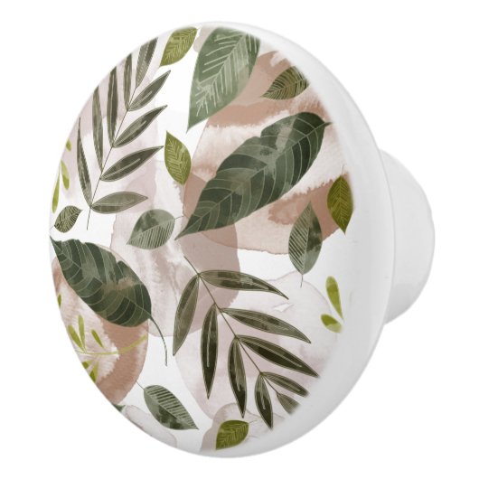 Elegant Botanische Safari Leaves Keramische Knop (Rechts)