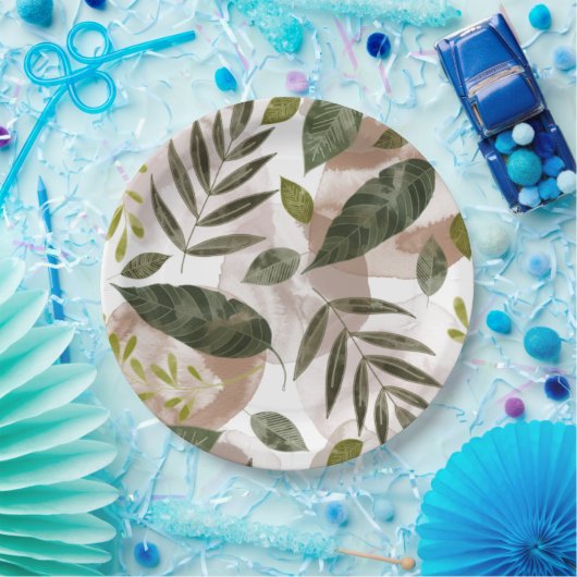 Elegant Botanische Safari Leaves Papieren Bordje (Feest)