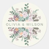 Elegant Botanische sage Groene Keel Floral Ronde Sticker (Voorkant)