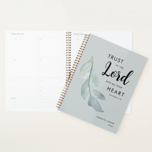 Elegant Botanische Salie Groen Christelijk Planner (Display)