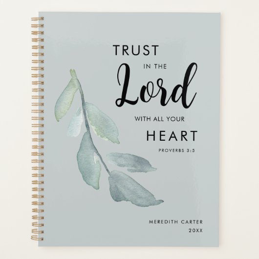 Elegant Botanische Salie Groen Christelijk Planner (Voorkant)