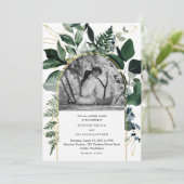 Elegant Botanische tuin Modern foto bruiloft Invi Kaart (Staand voorkant)