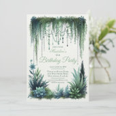 Elegant Botanische Tuin Verjaardagsfeest Kaart (Staand voorkant)