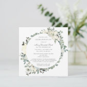 Elegant botanische viering van het leven White Flo Kaart (Staand voorkant)