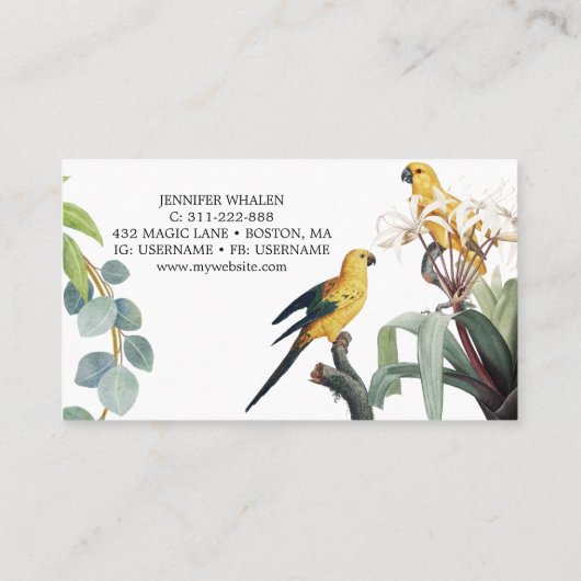Elegant botanische vogels Aangepast Visitekaartje (Achterkant)