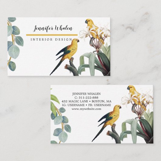Elegant botanische vogels Aangepast Visitekaartje (Voorkant / Achterkant)
