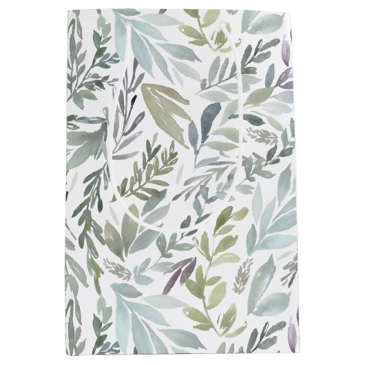 Elegant botanische Waterverf Medium Cadeauzakje (Voorkant)