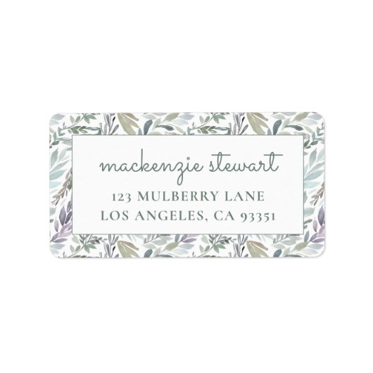 Elegant Botanische Waterverf retouradres Etiket (Voorkant)