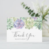 Elegant Botanische Waterverf Succulents Wedding Bedankkaart (Staand voorkant)