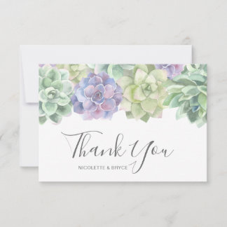 Elegant Botanische Waterverf Succulents Wedding Bedankkaart